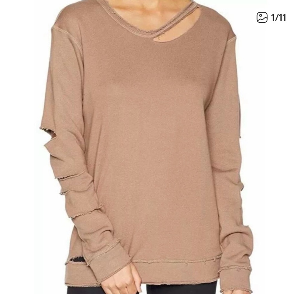 Alala Distressed Brown Long Sleeve Top